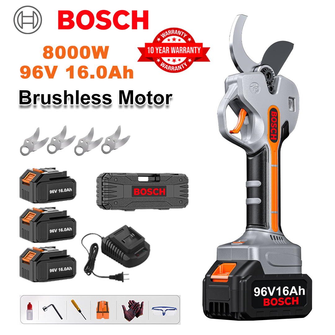 8000 W-os szénkefe nélküli lítium akkumulátoros metszőolló + 96 V-os 16 Ah-s akkumulátor * 3 + SK9 ötvözet penge * 4 + töltő + LED teljesítménykijelző + szerszámosláda + kenőolaj + védőszemüveg + 10 év garancia